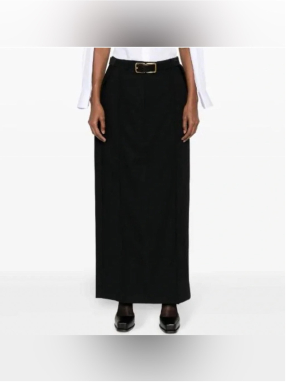 BETTTER Side Ribbed Maxi Skirt Black 100% Wool NWT BrownsDrop S Upcycled Minimal